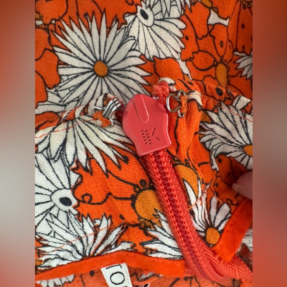 Topshop Orange Floral Daisy Wide Leg Pants Retro 70s Boho Trousers Size 4 - Picture 5 of 9